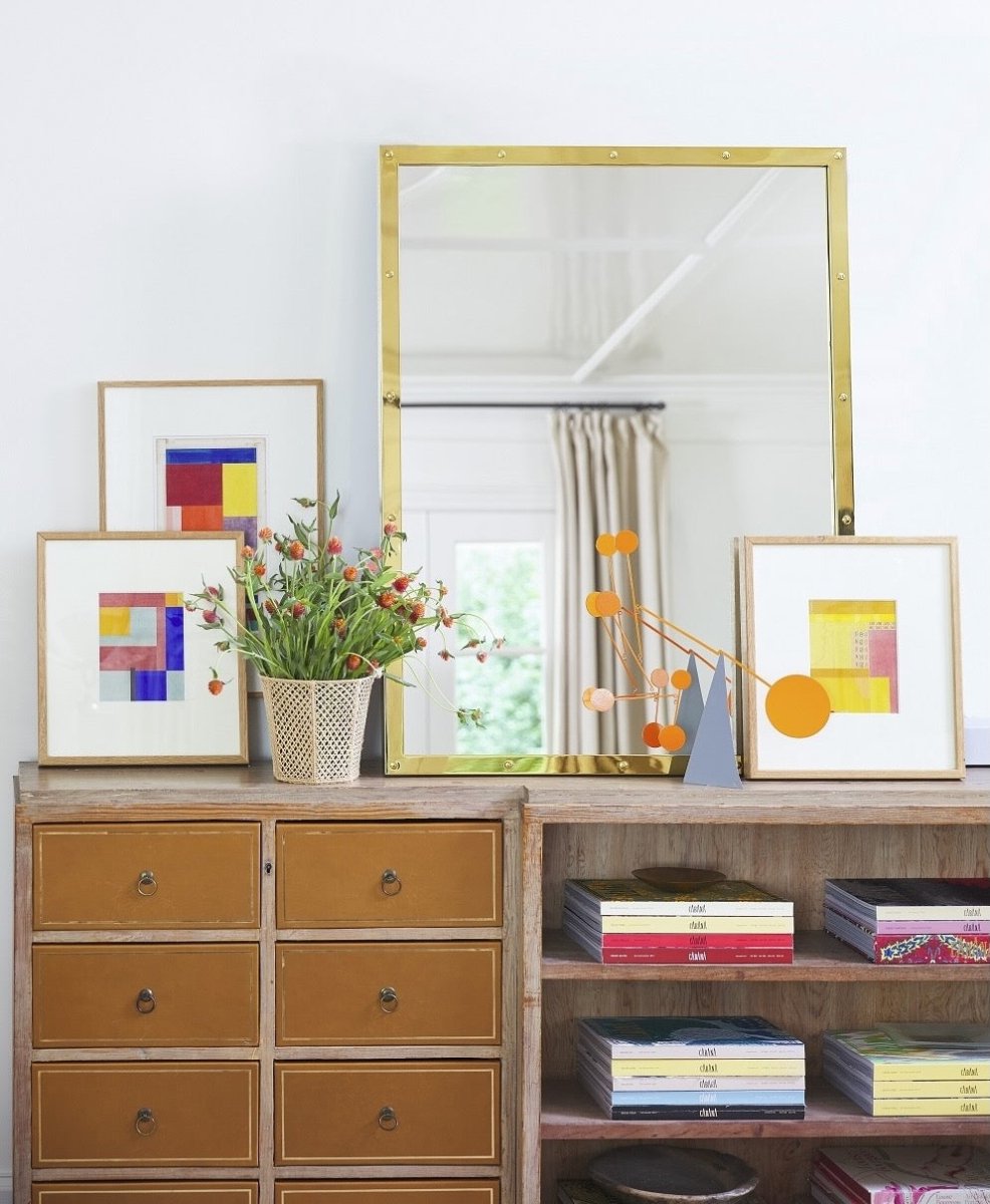 Tall Burnished Brass Wall Mirror by Suzanne Kasler at Fig Linens and Home - Mirror Home Lifestyle