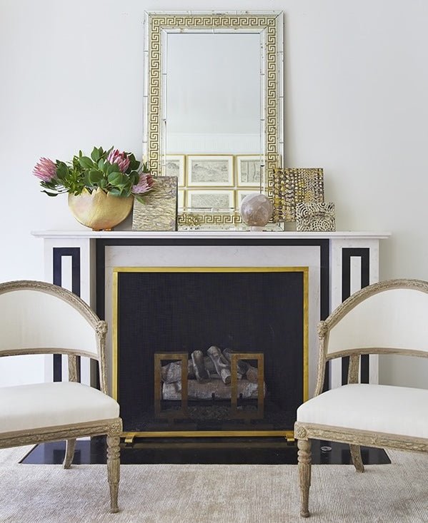 Lamont Antiqued Mirror With Gold Detail by Suzanne Kasler 30.5" W x 48.5" H x 1"D Antiqued Mirror / Gold Detail / Mirror at FIG LINENS AND HOME 2