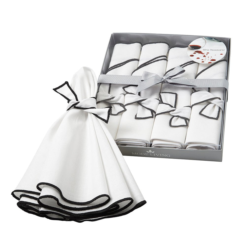 Napa White & Olive Napkin Detail 5 | Mode Living at Fig Linens and Home