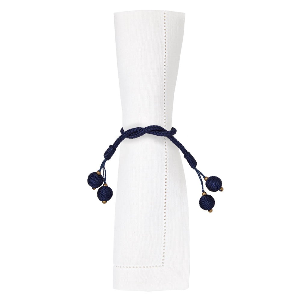 Porto Navy Napkin Ring Detail 4 | Mode Living at Fig Linens and Home