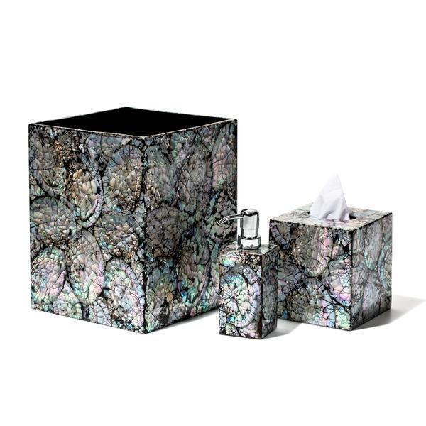 LaDorada Mother of Pearl Wastebin - at FIG LINENS AND HOME - 2