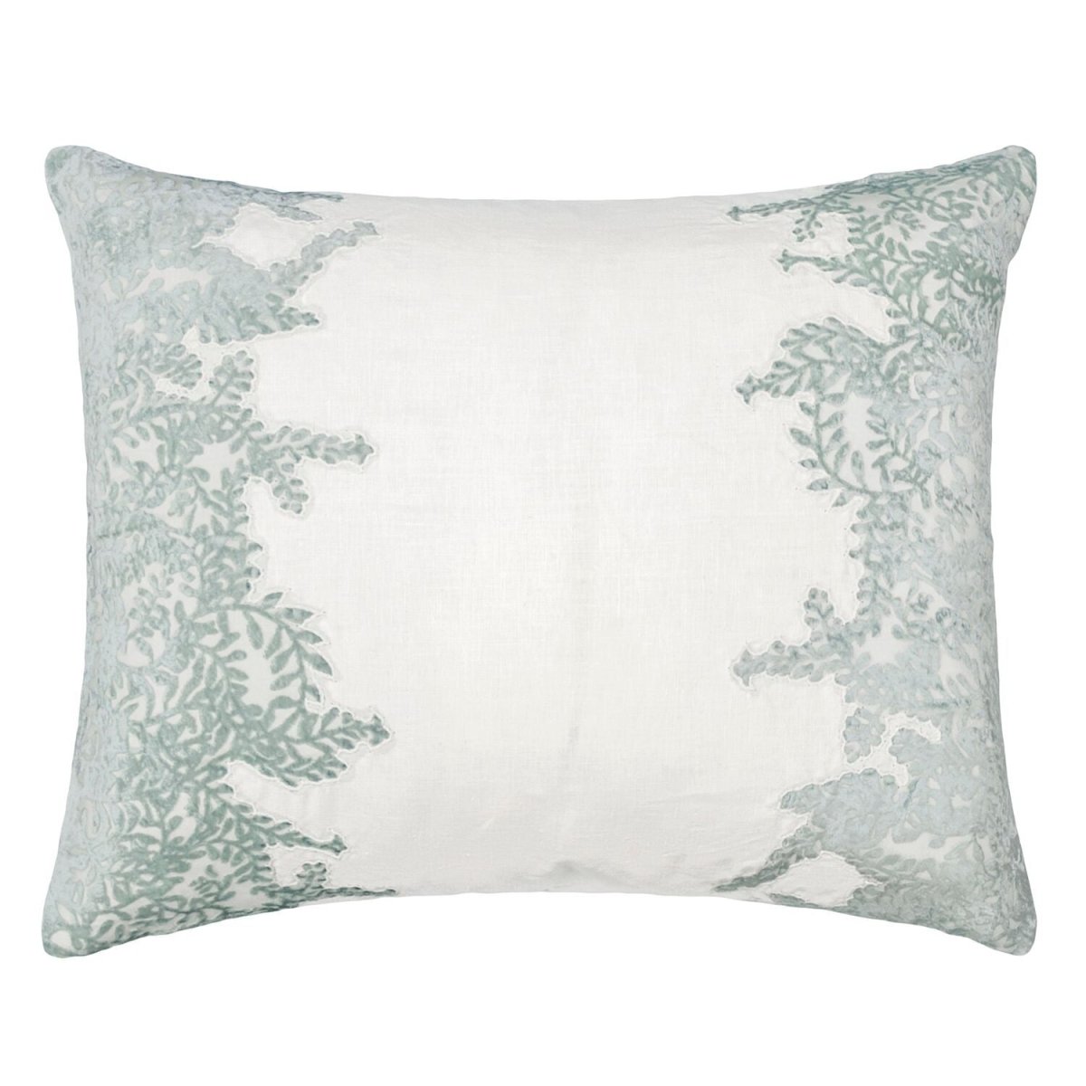 Sage & White Ferns Velvet Appliqué Pillow by Kevin O'Brien Studio - Fig Linens
