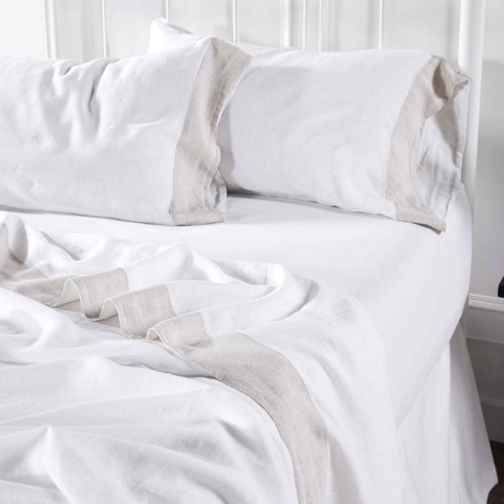 Kyoto European Linen Sheet Set Beige Orchids Lux Home