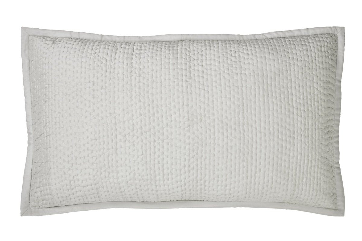 Lucy Pick Stitch Silk Coverlet Sham by Orchids Lux Home at Fig Linens and Home - Mist King