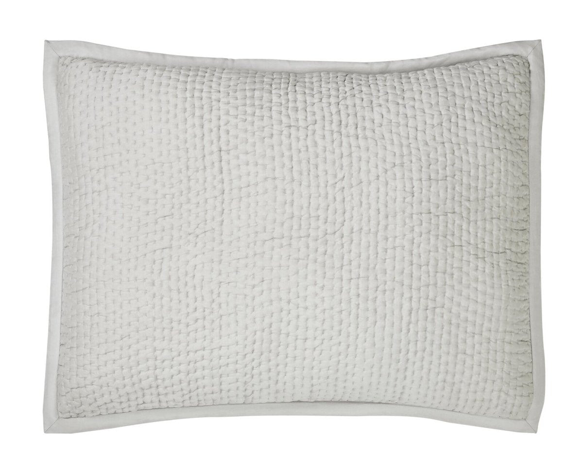 Lucy Pick Stitch Silk Coverlet Sham by Orchids Lux Home at Fig Linens and Home - Mist Standard