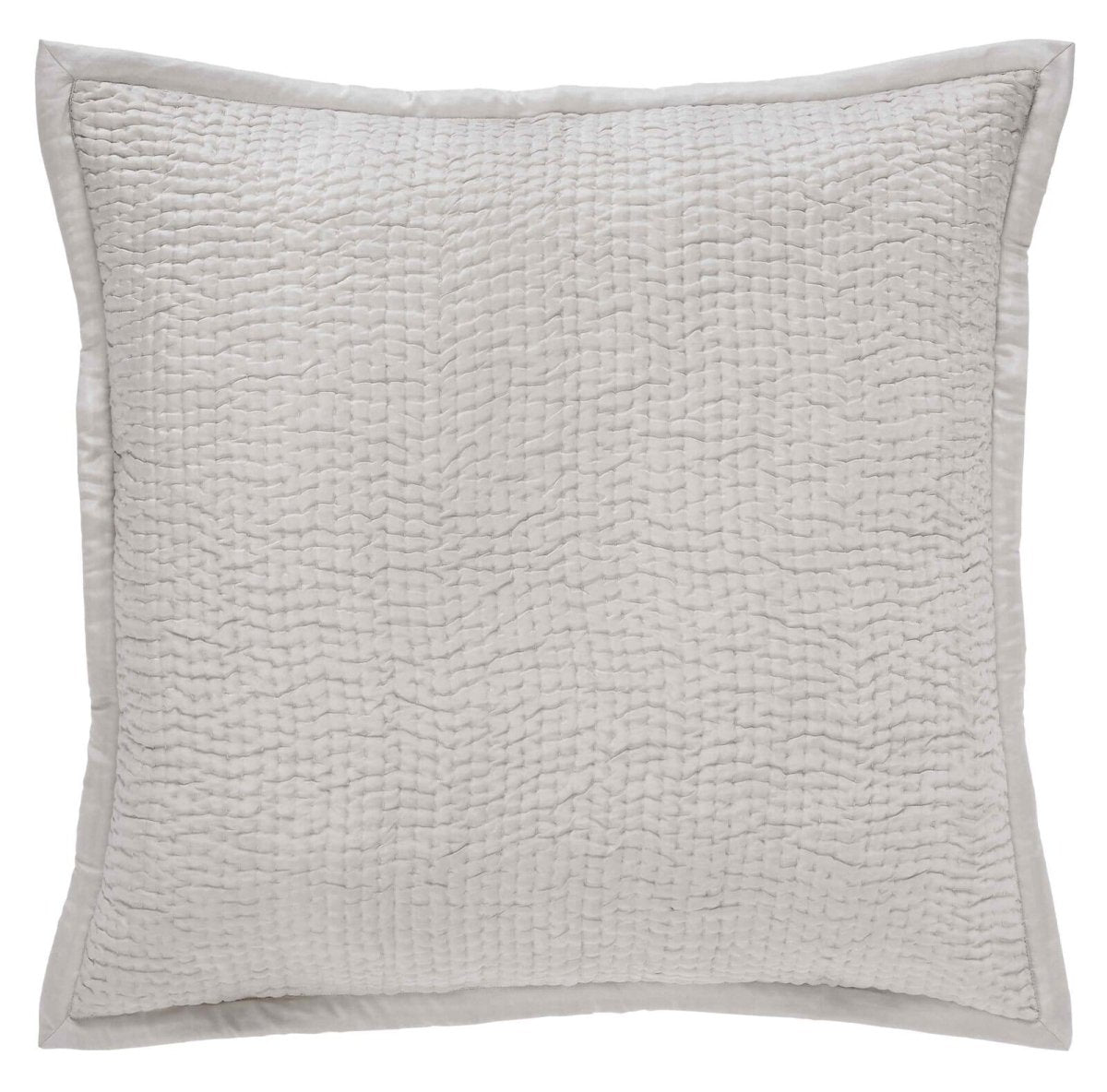 Lucy Pick Stitch Silk Coverlet Sham by Orchids Lux Home at Fig Linens and Home - Oyster Euro Square