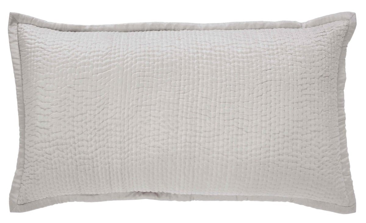 Lucy Pick Stitch Silk Coverlet Sham by Orchids Lux Home at Fig Linens and Home - Oyster King