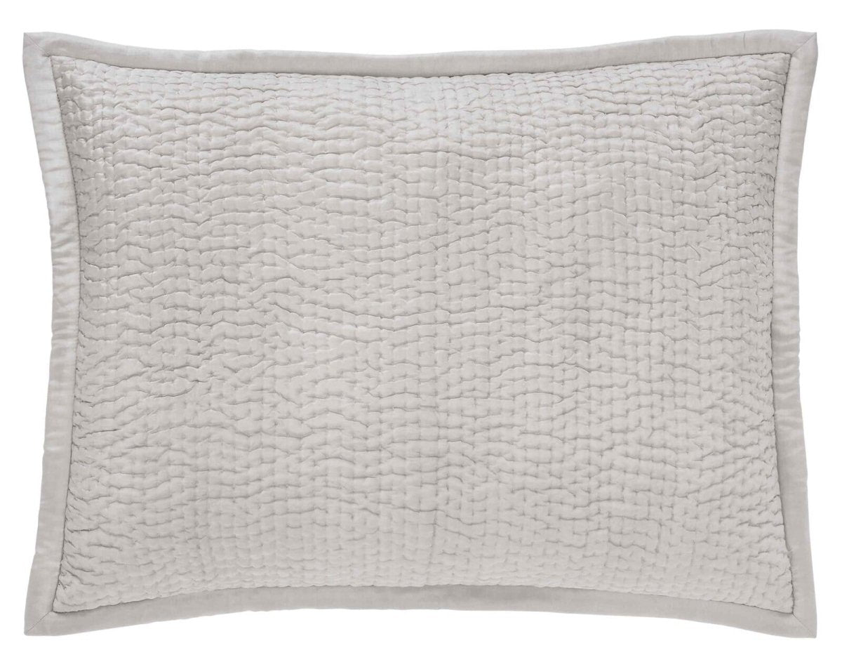 Lucy Pick Stitch Silk Coverlet Sham by Orchids Lux Home at Fig Linens and Home - Oyster Standard