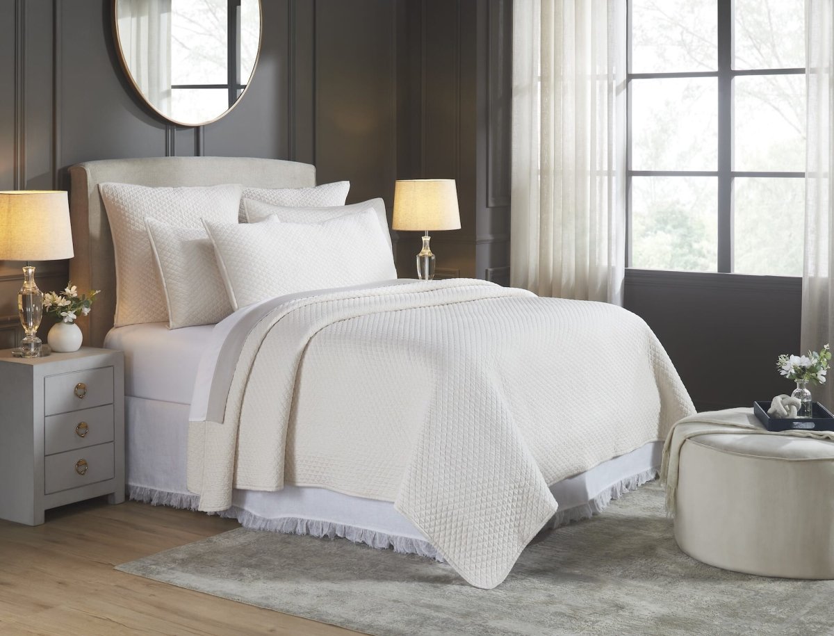 Merida Lyocell Diamond Quilted Coverlet by Orchids Lux Home - Queen Beige 2