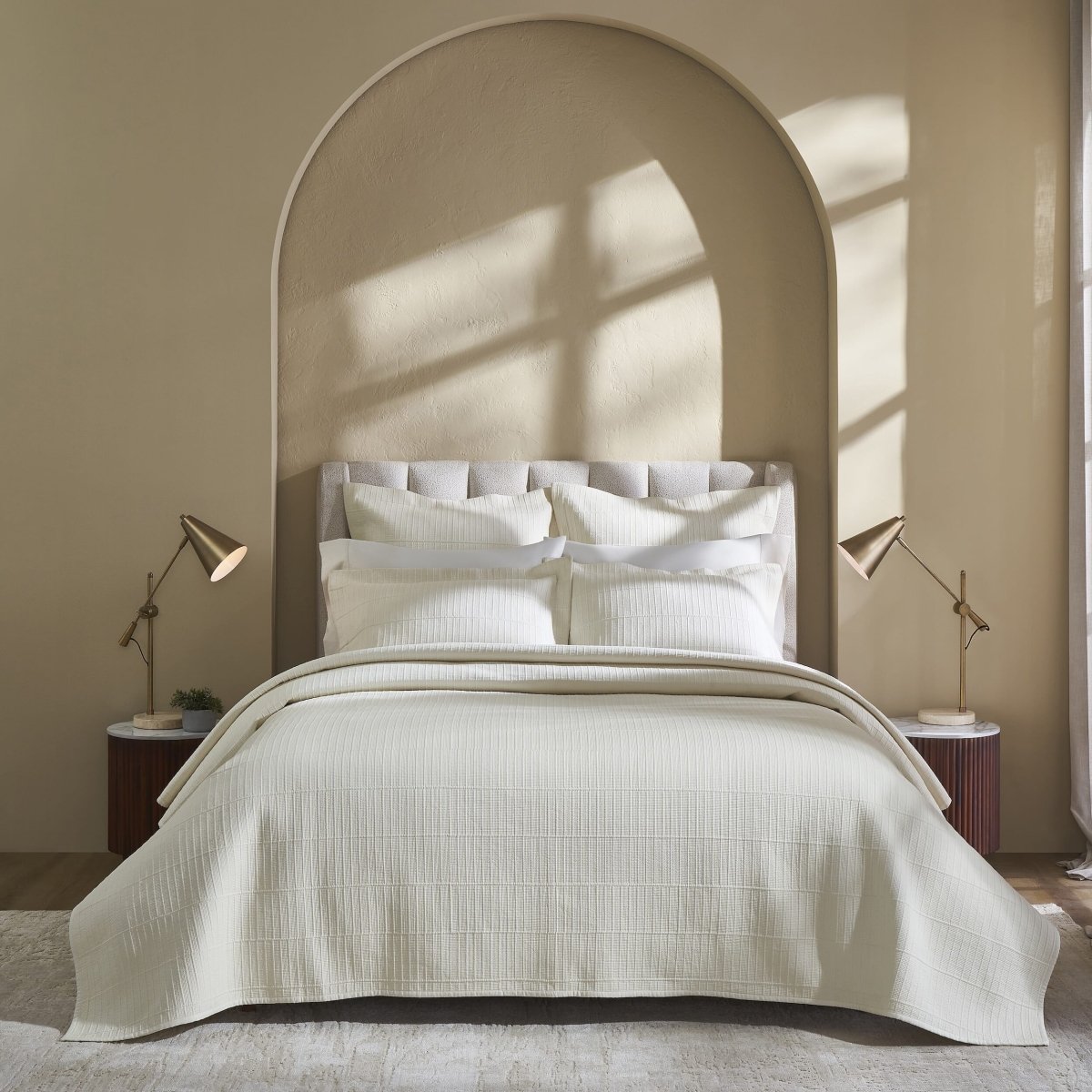 Portico Cotton Quilted Coverlet by Orchids Lux Home - Natural Queen Quilt at Fig Linens and Home