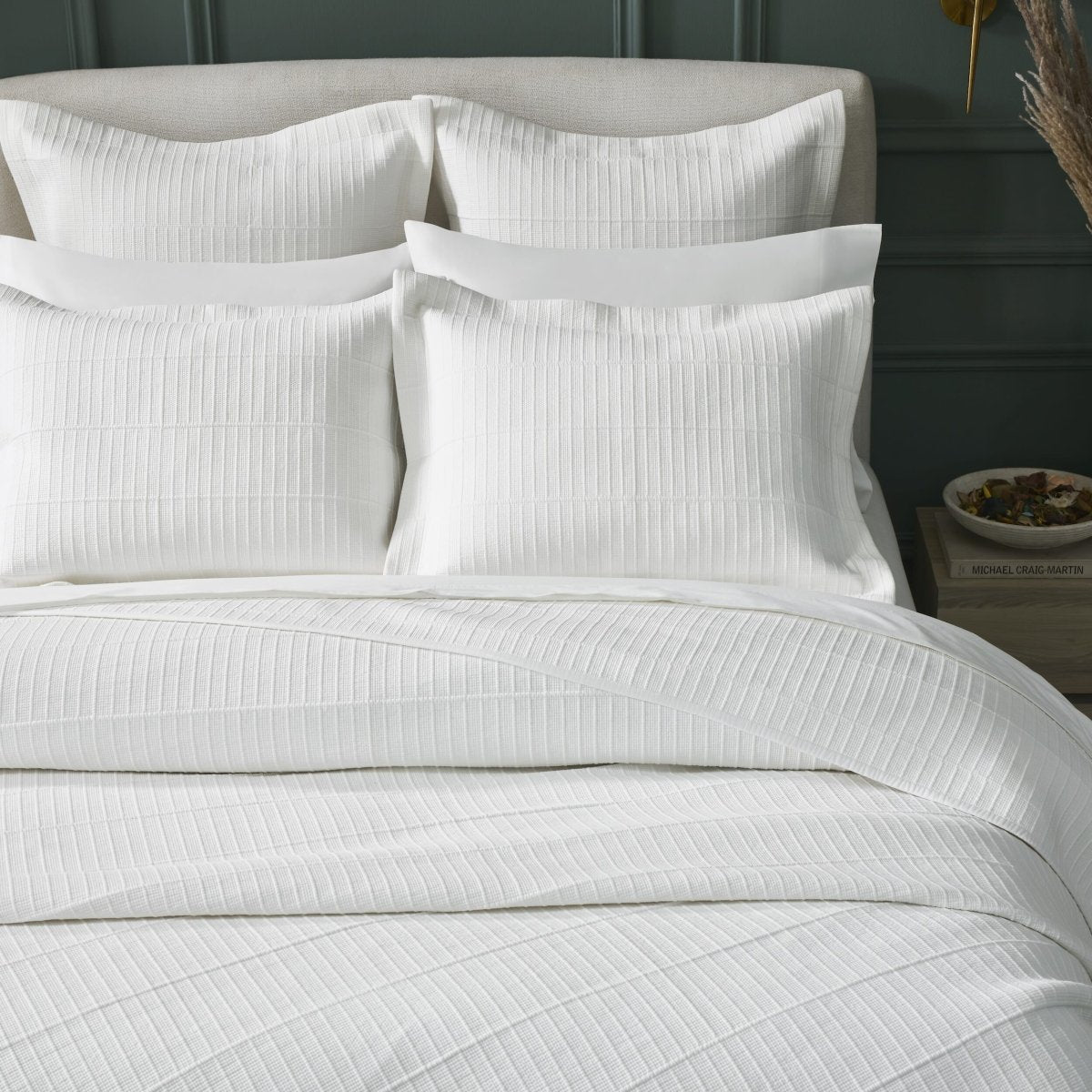 Portico Cotton Quilted Coverlet by Orchids Lux Home - White King Quilt at Fig Linens and Home 3
