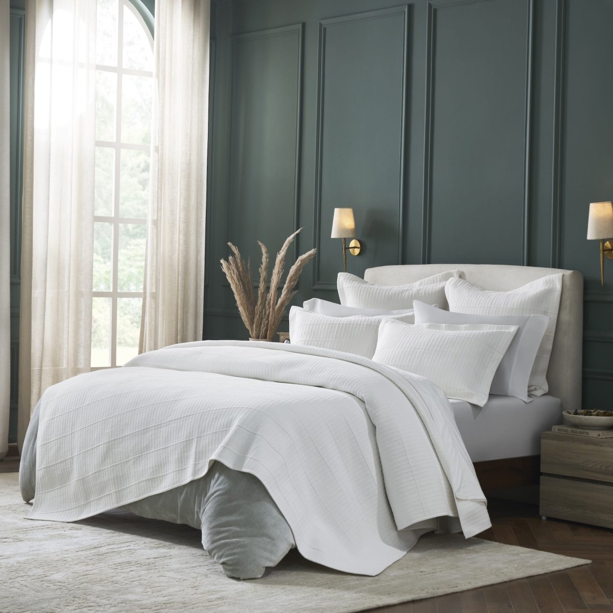 Portico Cotton Quilted Coverlet by Orchids Lux Home - White King Quilt at Fig Linens and Home