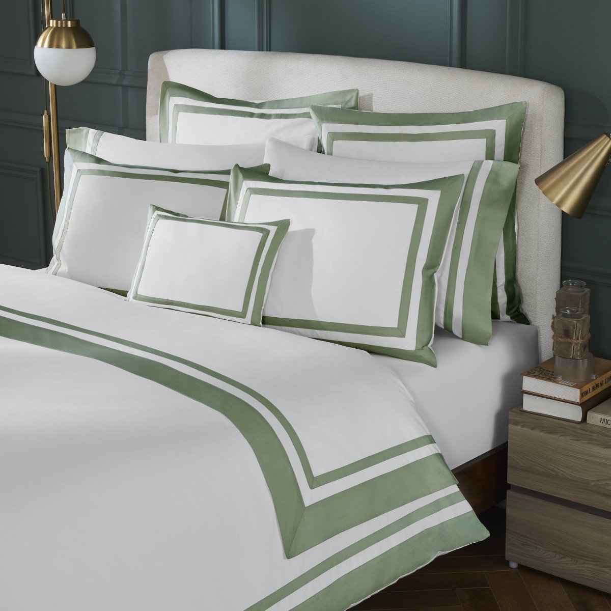 Orchids Lux Stella Organic Duvet Cover - Twin - Olive at Fig Linens and Home 14