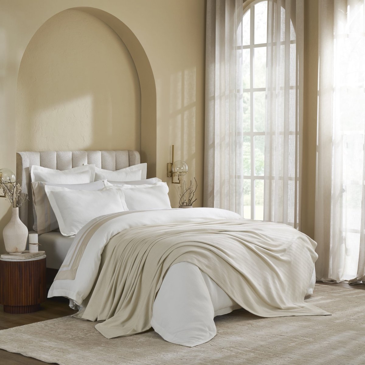 Ultima Organic Cotton Blanket by Orchids Lux Home - King Sand Bed Cover 2 at Fig Linens and Home