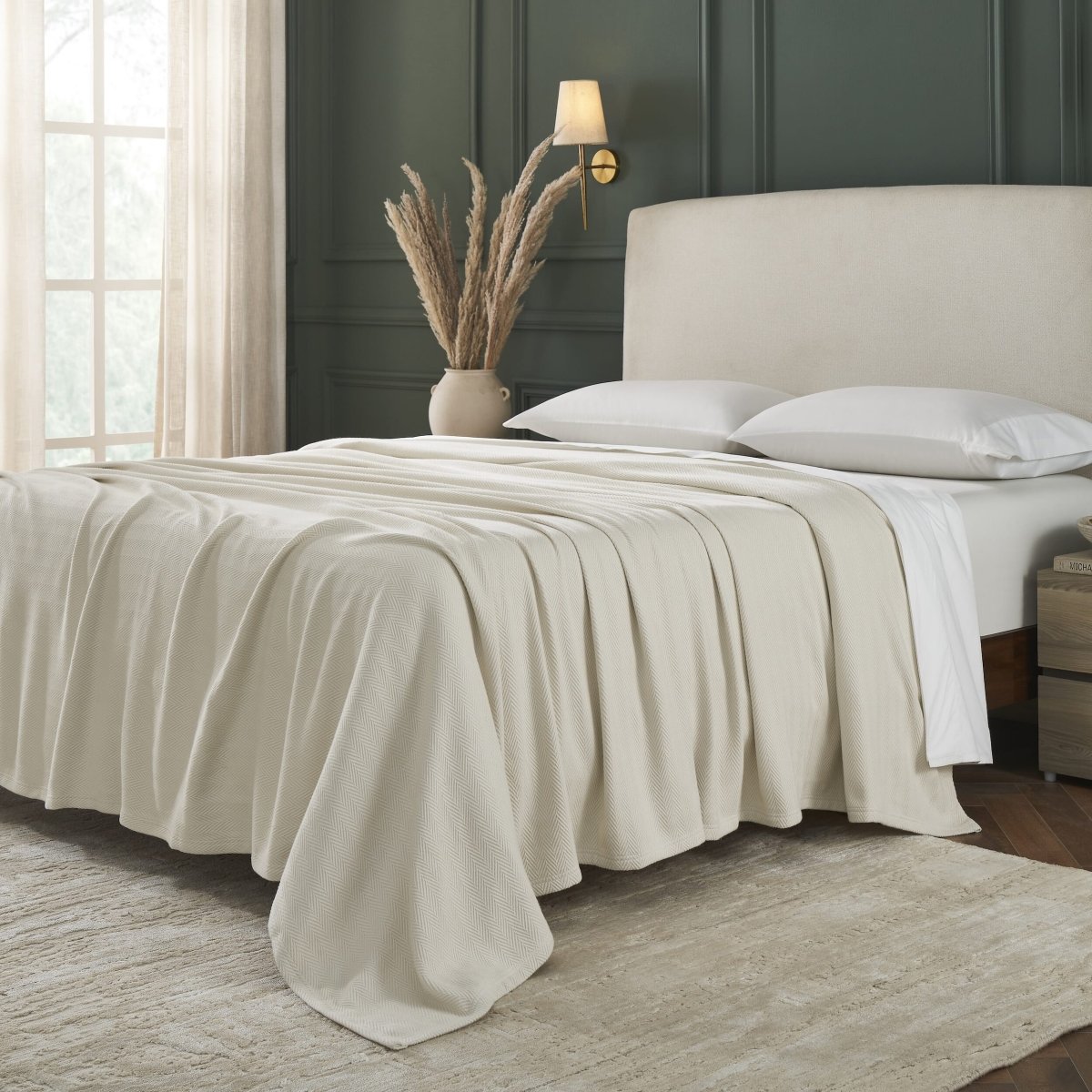 Ultima Organic Cotton Blanket by Orchids Lux Home - King Sand Bed Cover at Fig Linens and Home