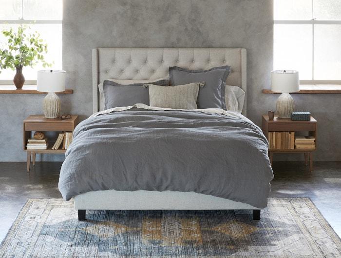 Fig Linens - Coyuchi Organic Linen Chambray Bedding - Slate - Lifestyle
