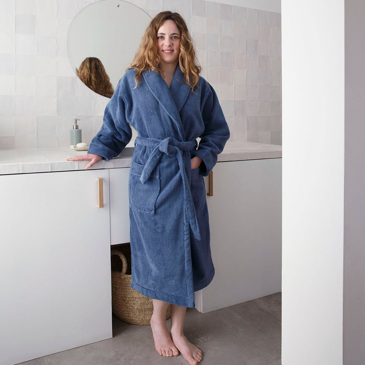 Caresse Orient Blue Robe by Le Jacquard Francais at Fig Linens and Home - Lifestyle 2