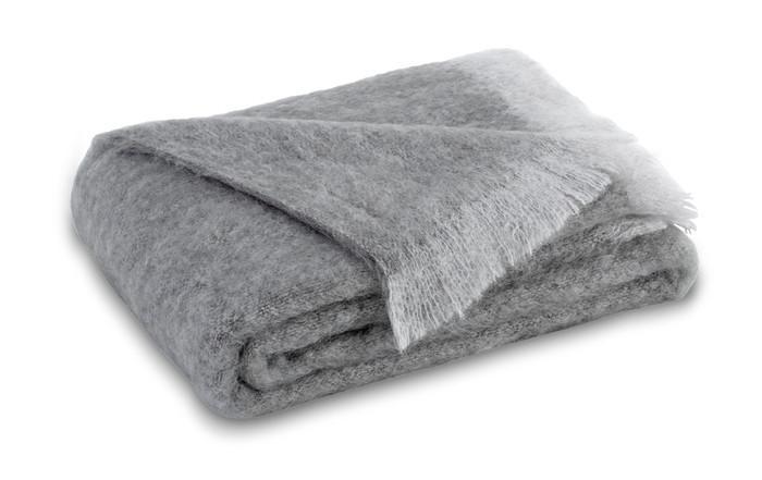 Lands Downunder Brushed Mohair Throw Pewter by Lands Downunder - 51" W X 72" L Pewter at FIG LINENS AND HOME - 1