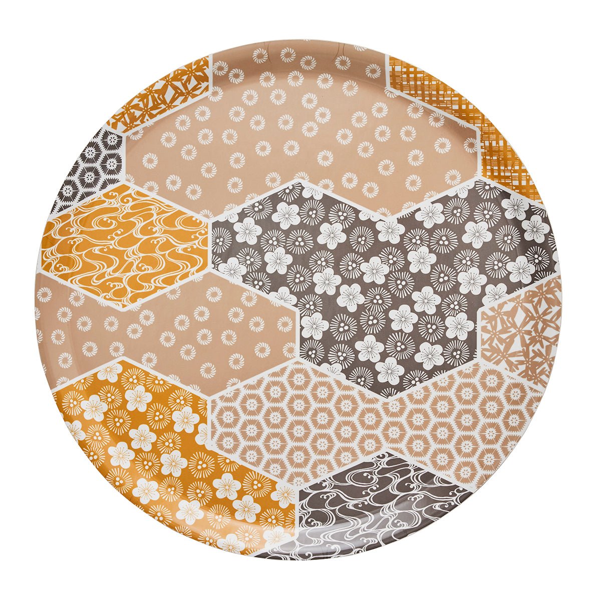 Wagara Beige Round 15" Tray by Le Jacquard Français at Fig Linens and Home