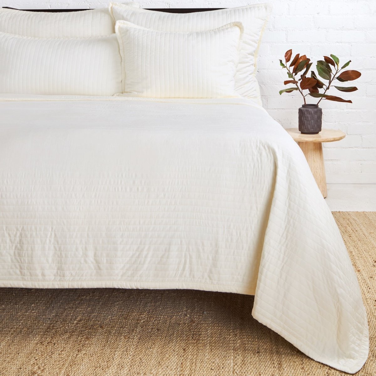 Carlyle Ivory Bamboo Bedding by Pom Pom at Home - Coverlets and Shams at Fig Linens and Home 3