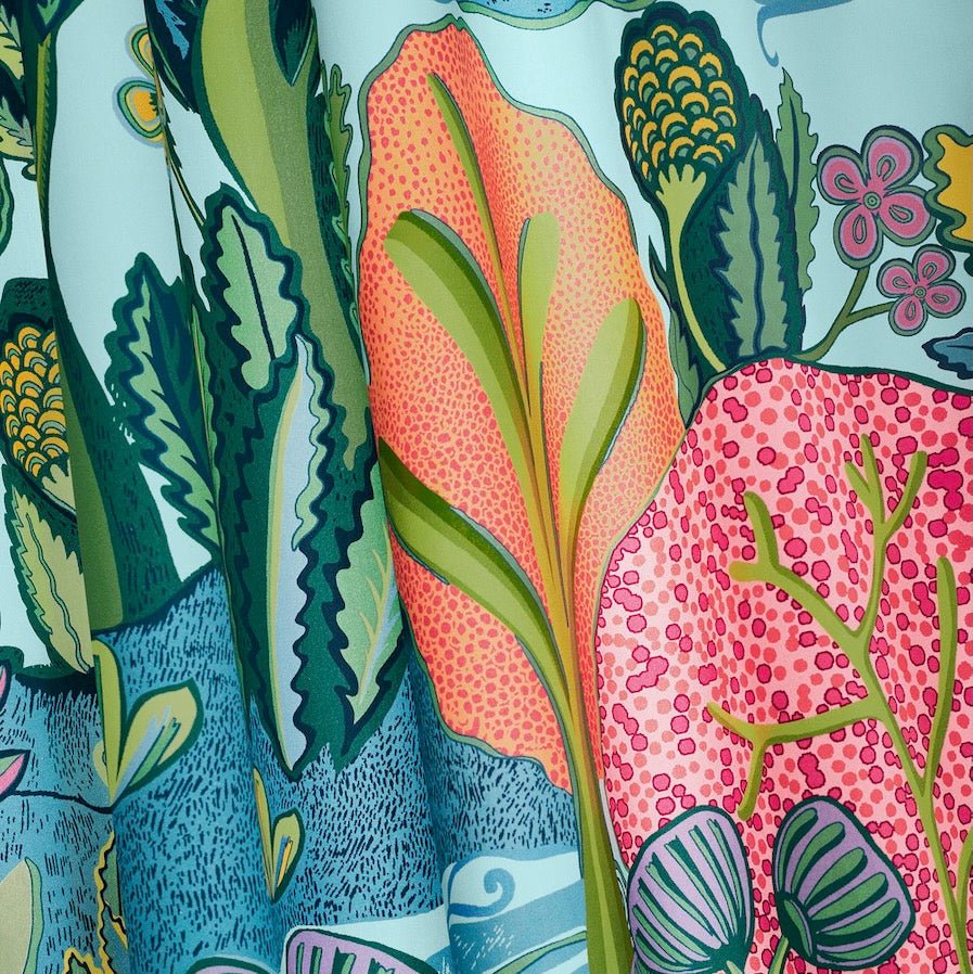 Ryan studio throw pillow - Detail View of Tangerine and Turquoise - Thibaut Albero Wanderlust