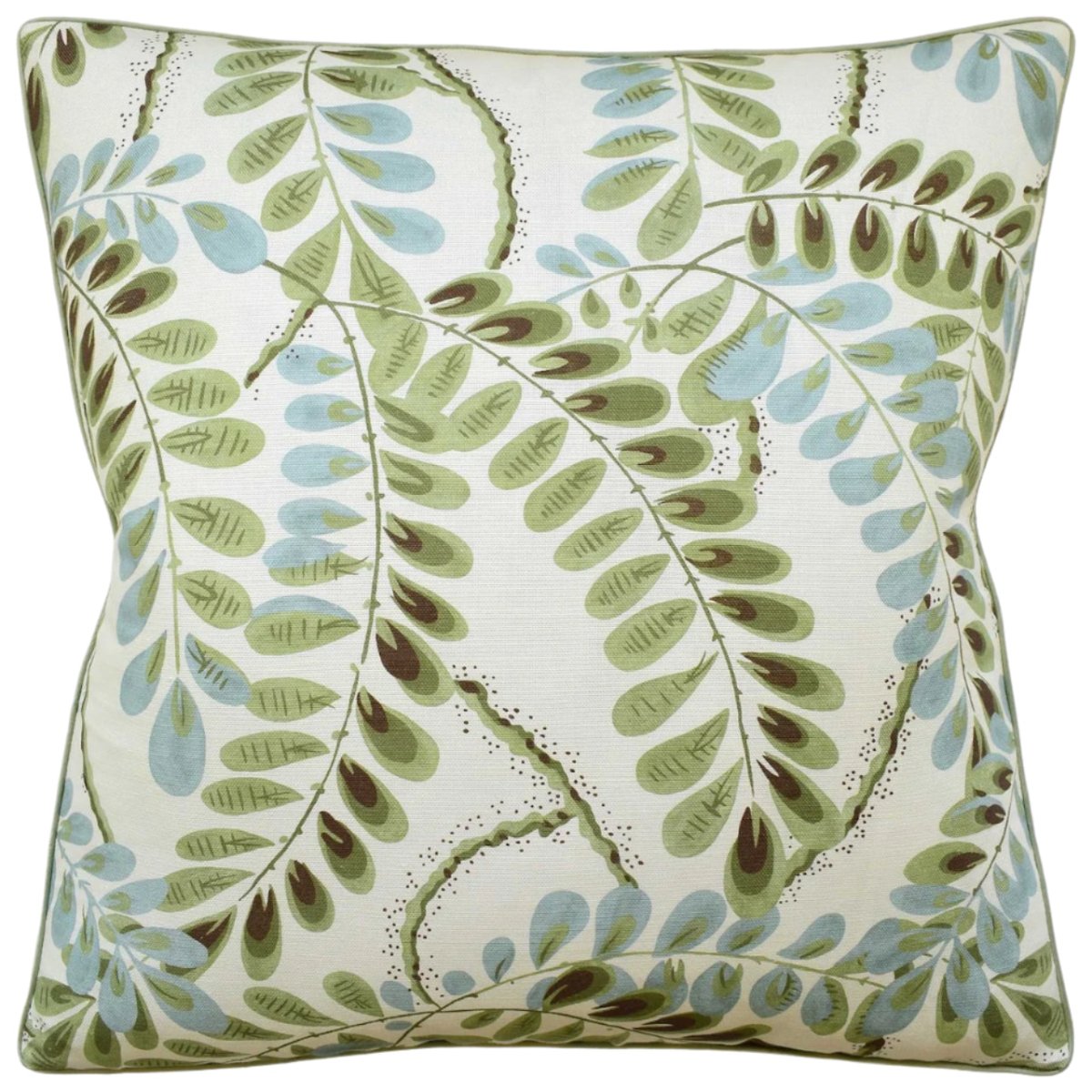 Ryan Studio Augusta Sage Throw Pillows from Thibaut Fabric with Wisteria Print