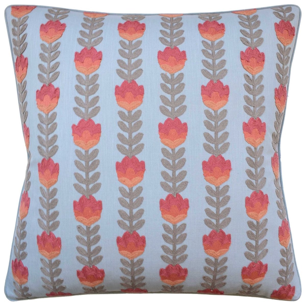 Avelie Blossom Sienna and Sky Blue Decorative Pillow Ryan Studio | Fabricut Fabric