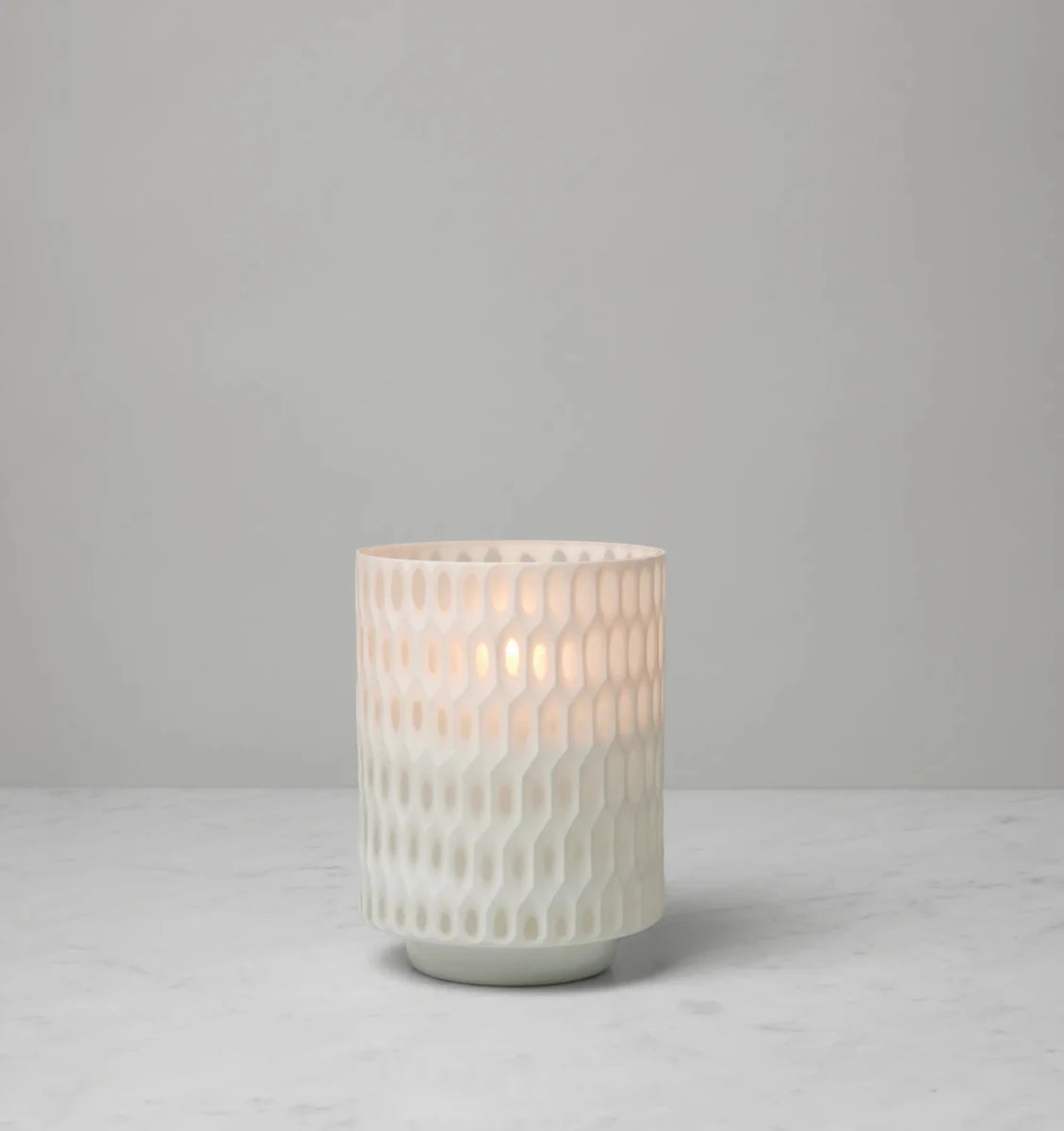 Alveare Hurricane Candle Holder by Sferra Linens in White at Fig Linens and Home - 4