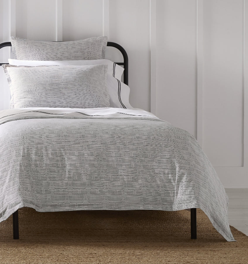 Arzano White and Black Bedding by Sferra Linens Full Queen Duvet Cover 88 x 92 WHITE/BLACK at FIG LINENS AND HOME 2