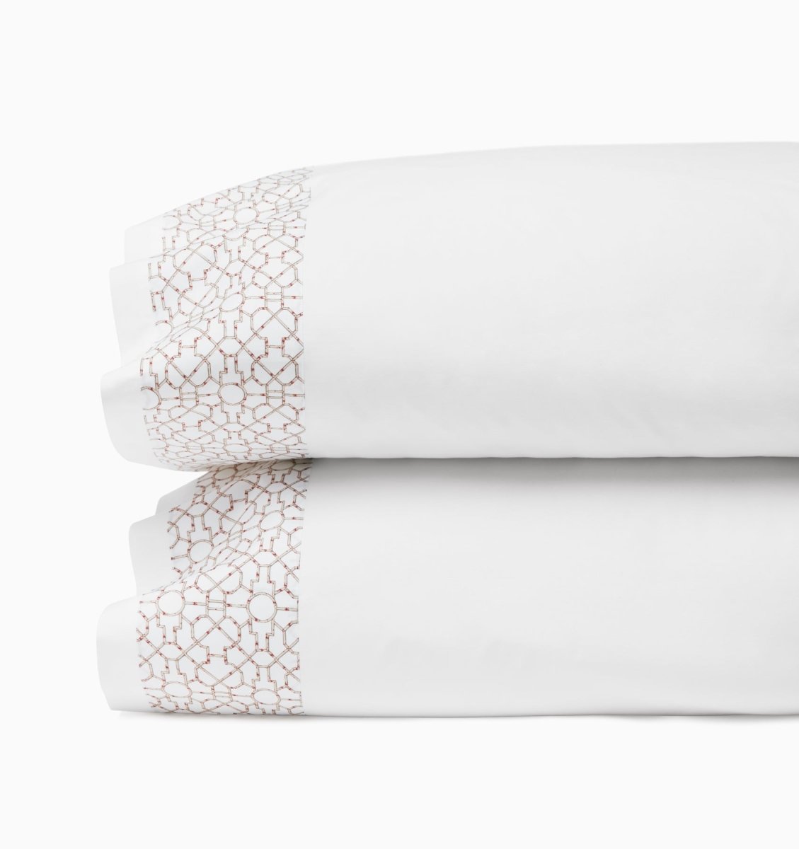 Sferra Scalamandre Bedding - Baldwin Bamboo Pillowcases Cream Red Comp at Fig Linens and Home