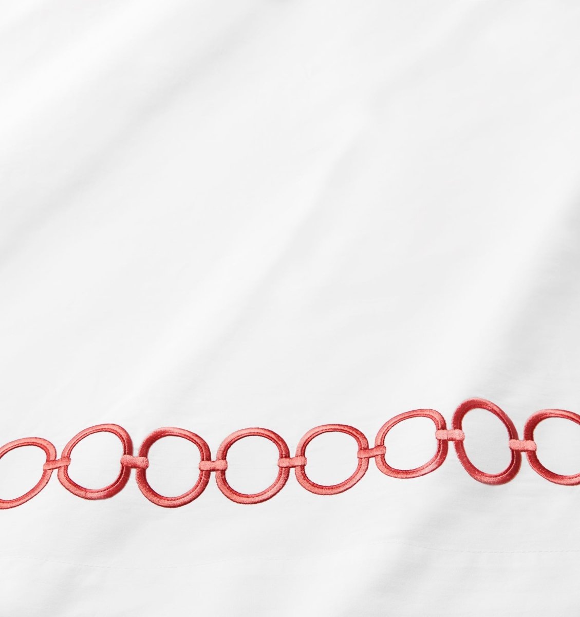 Sferra Linens Catena Persimmon Bedding Style - Fabric Detail with Embroidery