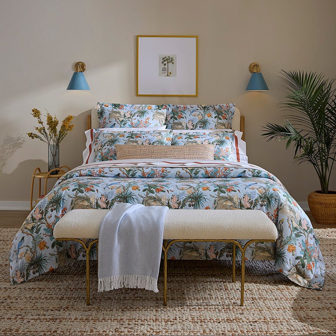 Cinque Terra Sky Blue Bedding by Sferra x Scalamandre - Lifestyle at Fig Linens and Home 1