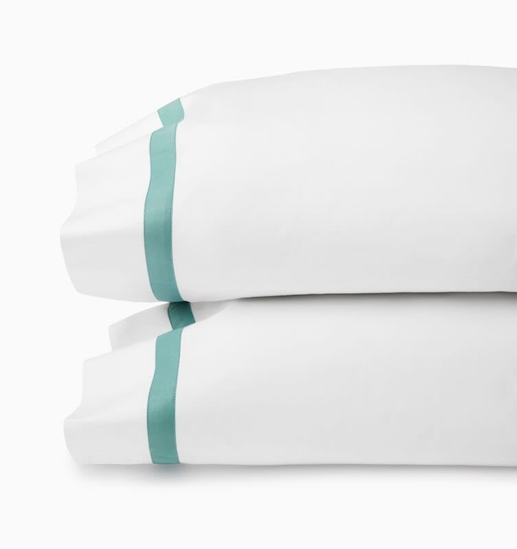 Estate Bedding - Standard Pillow Case 22X33 Pair White/Aqua Sferra