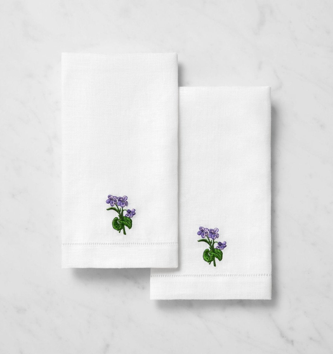 SFERRA Linens FIORENZA BIRTHFLOWER GUEST TOWEL FEBRUARY VIOLET COMP at Fig Linens and Home