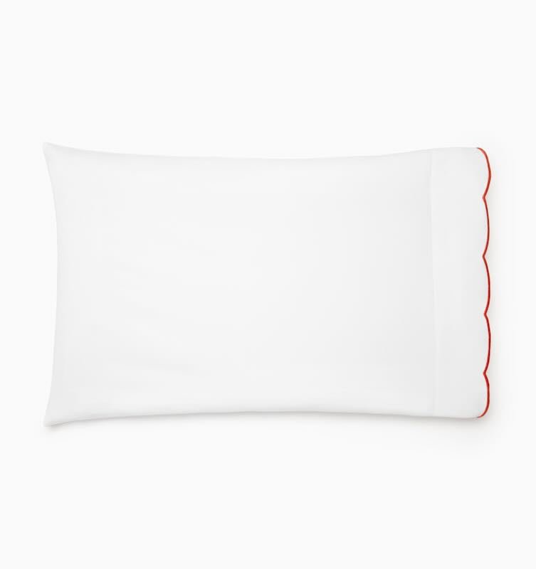 Limana - King Pillow Case 22X42 White/Persimmon Sferra
