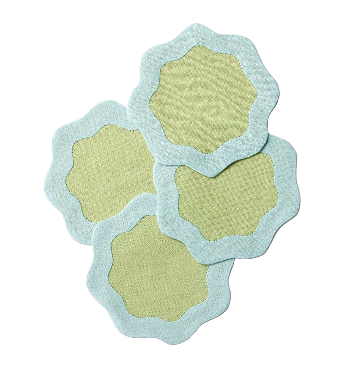 Ondulato Cocktail Napkins Set of 6 by Sferra S/6 Cocktail Napkin 6X6 KIWI/CLEARWATER at FIG LINENS AND HOME 2