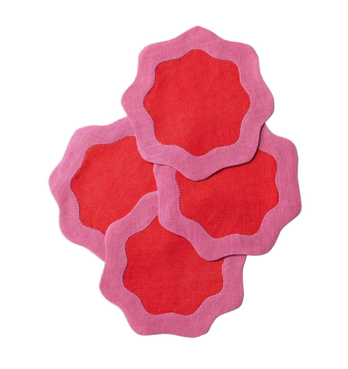 Ondulato Cocktail Napkins Set of 6 by Sferra S/6 Cocktail Napkin 6X6 POPPY/FLAMINGO at FIG LINENS AND HOME 3