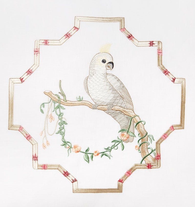 Papagallo Decorative Pillow by Sferra x Scalamandre - Detail of Pillow at Fig Linens and Home