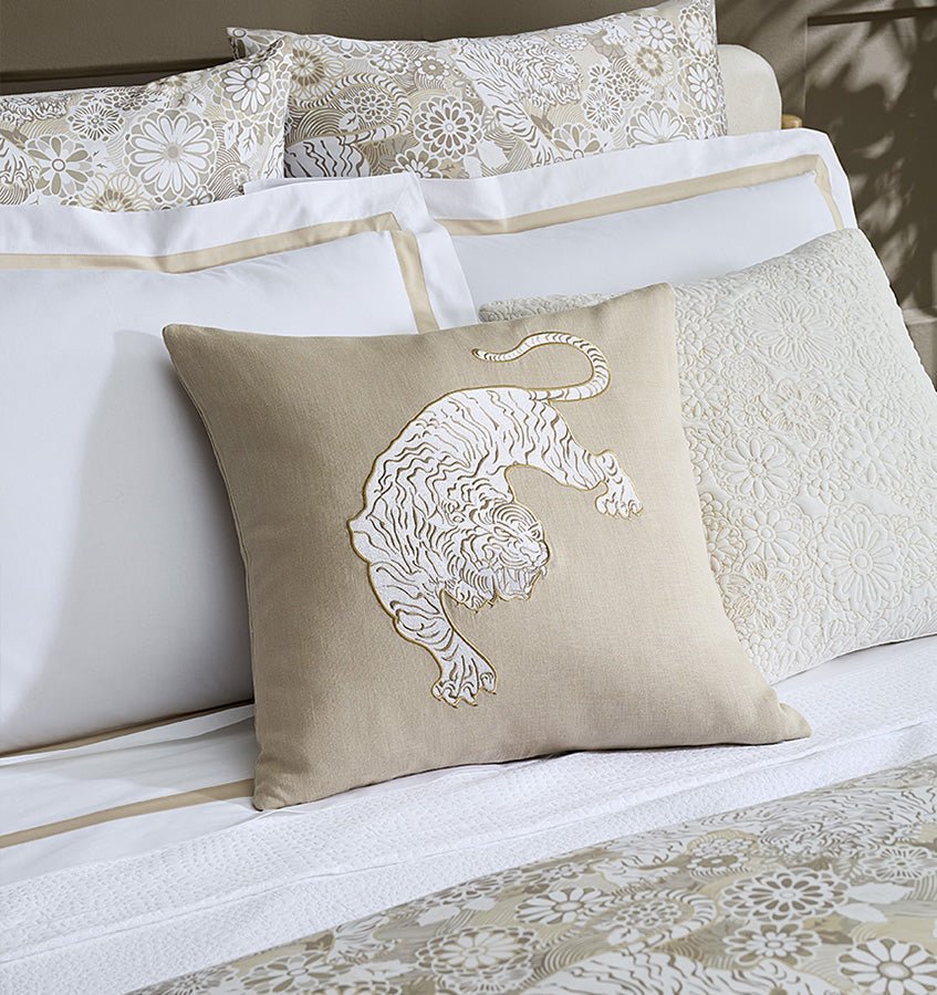 Siberian Tiger Decorative Pillow in Natural | Sferra Scalamandre at Fig Linens and Home