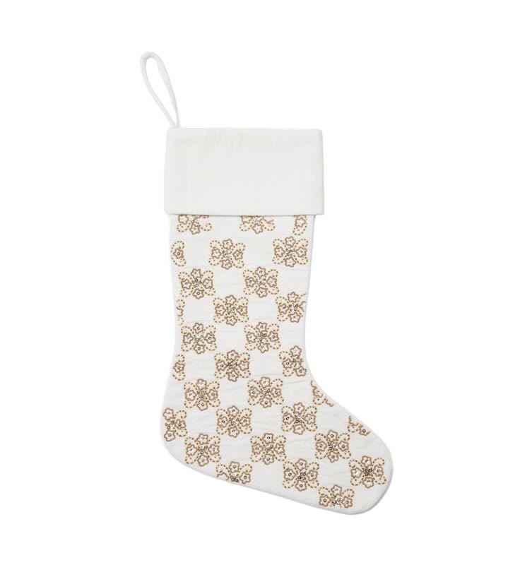 Twinkle Holiday Stocking in Ivory and Gold by Sferra Linens at Fig Linens and Home