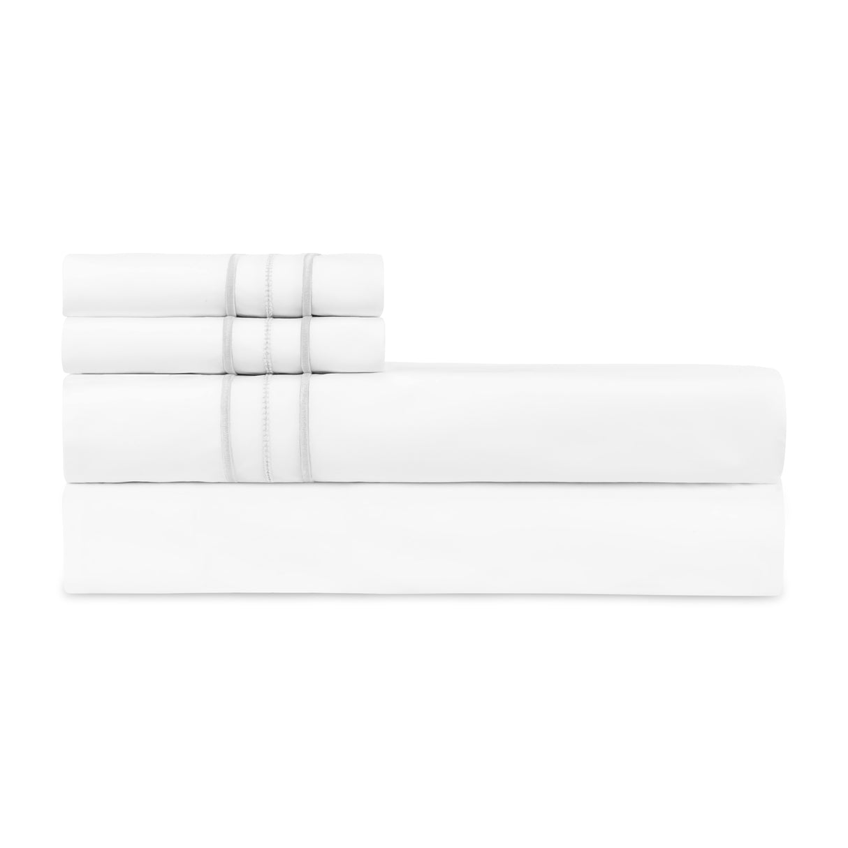 Triad Flat Sheet and Pillowcases in White and White - Home Treasures at Fig Linens and Home