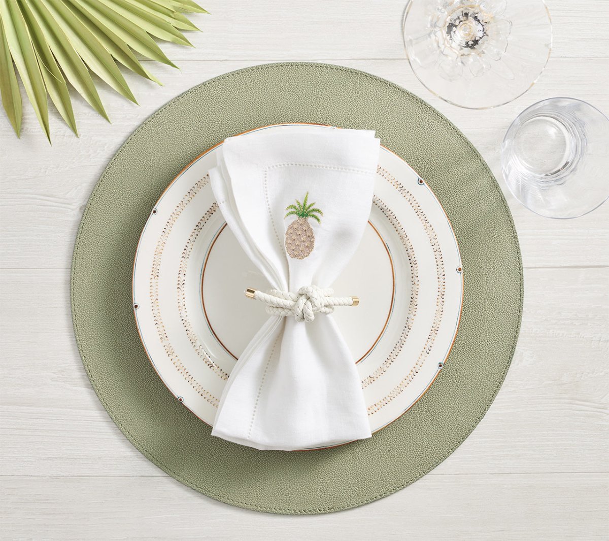Kim Seybert Table - Rope Knot White Napkin Rings at Fig Linens and Home 3