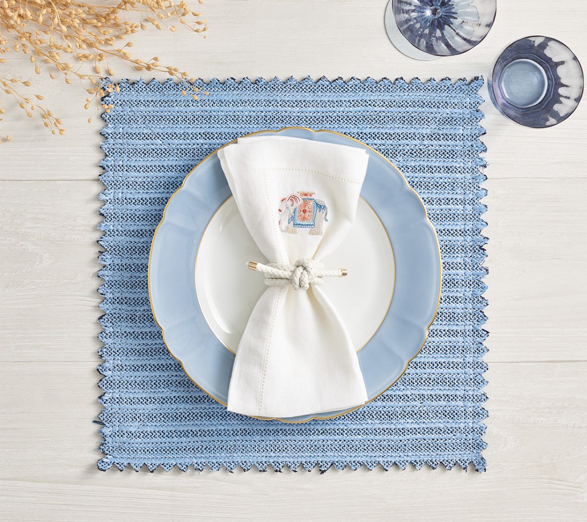 Kim Seybert Table - Rope Knot White Napkin Rings at Fig Linens and Home 2