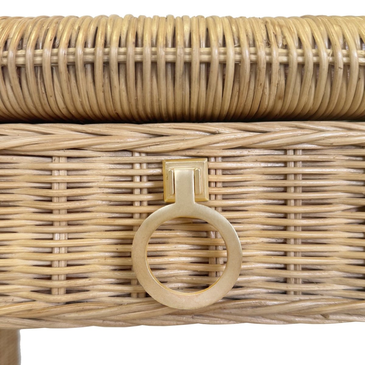 Rattan Desk Hardware Detail View - Worlds Away Adrien 2-Drawer Desk at Fig Linens and Home 1