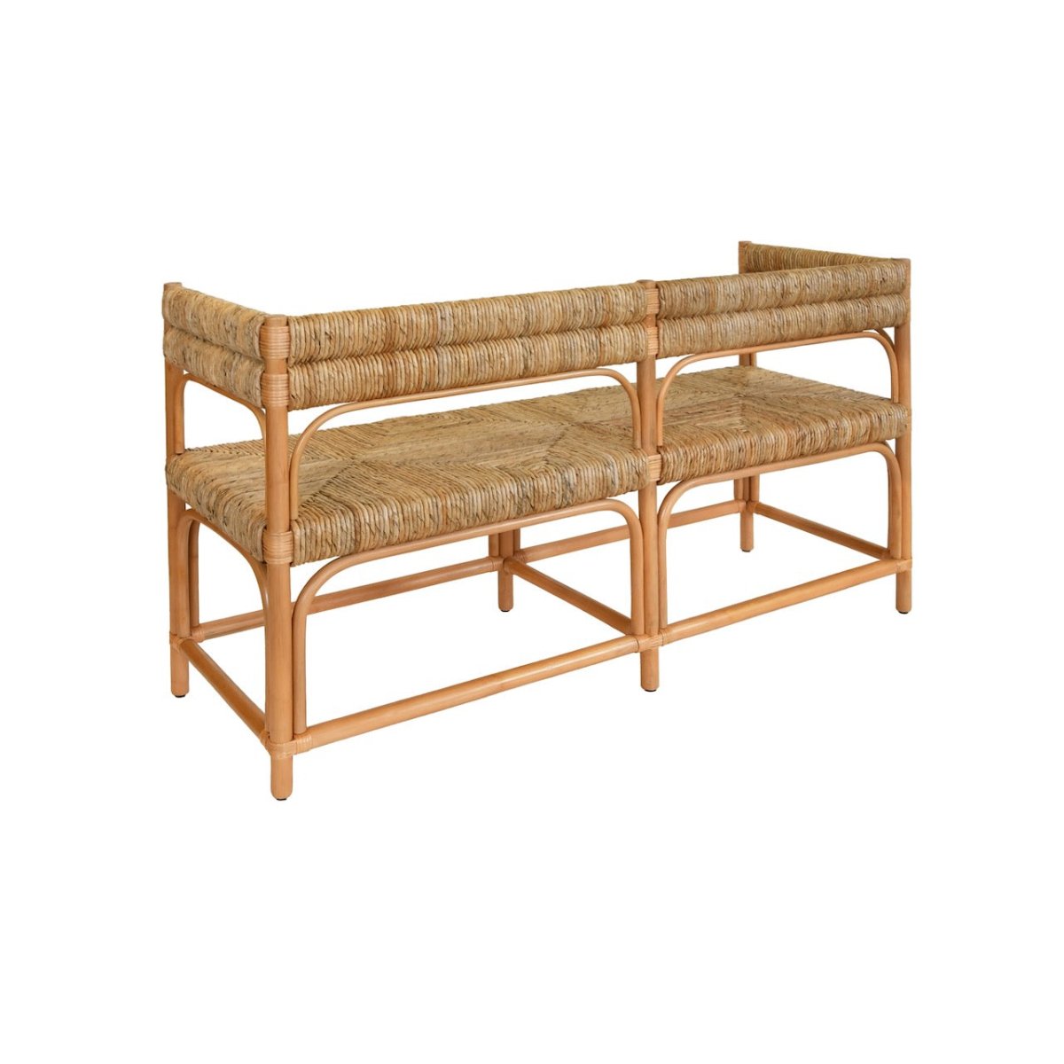 Ajax Rattan Bench by Worlds Away | Coastal Seagrass Bench Seating at Fig Linens and Home 3