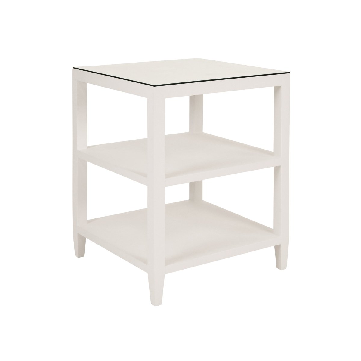 Amie White Side Table by Worlds Away at Fig Linens and Home - Angle View