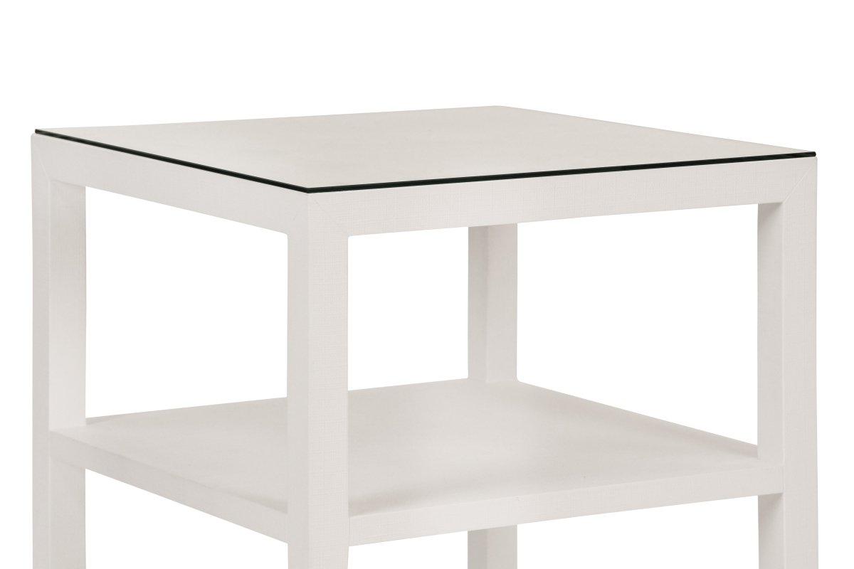 Amie White Side Table by Worlds Away at Fig Linens and Home - Detail View