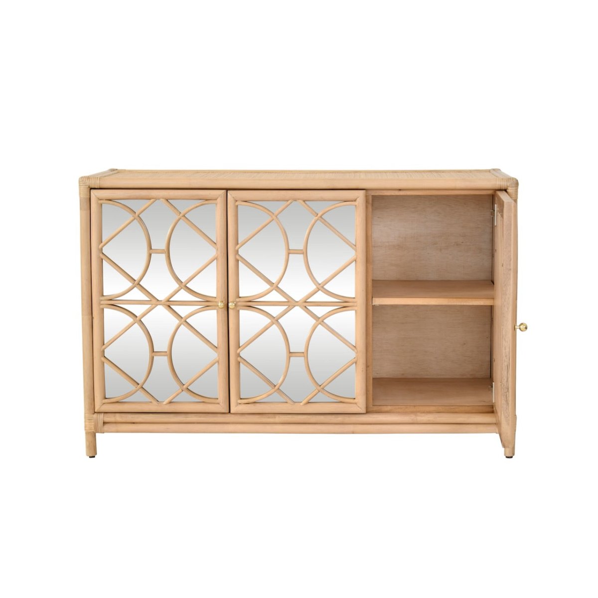 Aria Natural Buffet Cabinet | Worlds Away Furniture at Fig Linens & Home - Cabinet Open Door Right