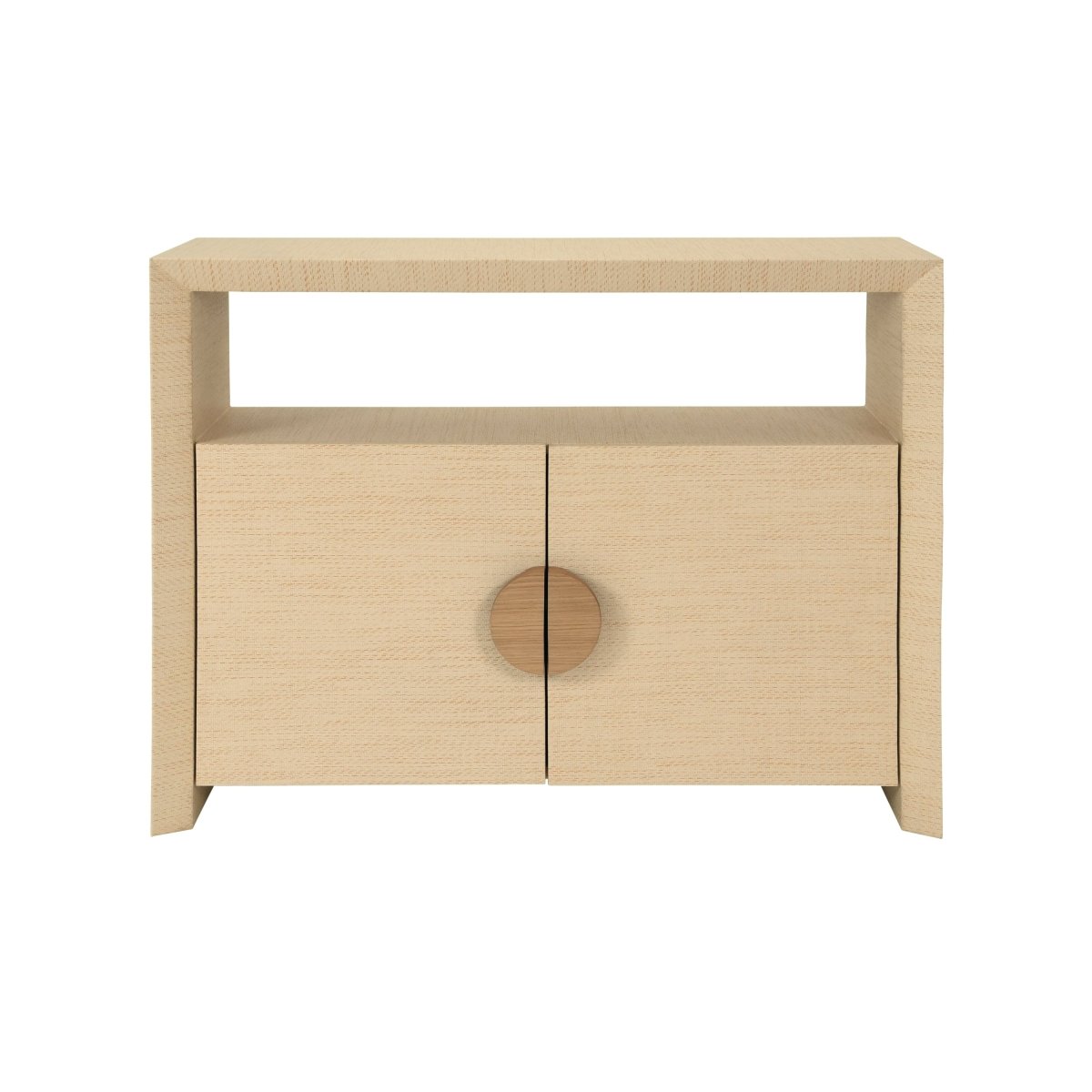 Aspen Natural Grasscloth Console Cabinet by Worlds Away at Fig Linens and Home - Front View