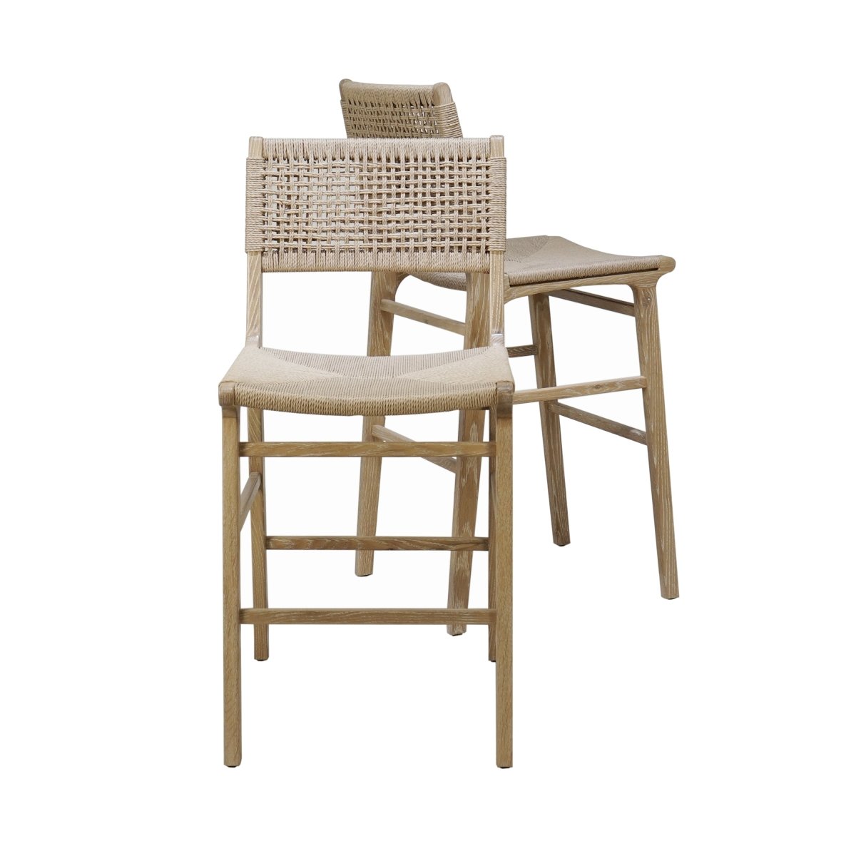 Astrid Cerused Oak Counter Stool by Worlds Away at Fig Linens and Home - Pair of Chairs View
